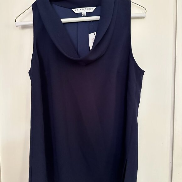 Trina Turk navy blue sleeveless blouse - Picture 1 of 3